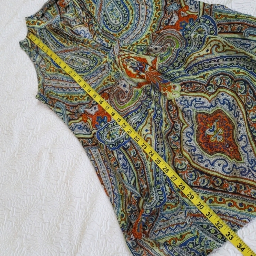 Zara Basic Semi-sheer Pasley Multicolor Print Sleeveless Silky Dress, Size S. - Picture 16 of 16
